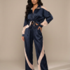 Sinead Satin Set Blue front view